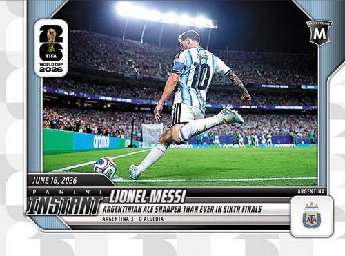 LIONEL MESSI ARGENTINA ACE 6th FIFA WORLD CUP FINALS PANINI INSTANT 2026 CARD 45