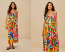FARM RIO Multicolor Summer Picnic Midi Dress - size X-LARGE (UK 20) - NEW SEALED