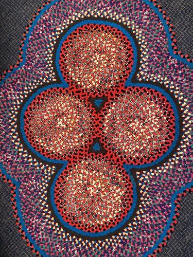 Vintage Antique Handmade Folk Art 4 Ring Wool Braided Rug