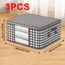 3x 75L Large Underbed Storage Bag Clothes Zipped Organizer Fabric Storage Bag