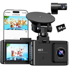 Dash Cam Front and Rear: 4K Dual Channel Dash Cam - 5GHz WiFi, Dash Camera fo...