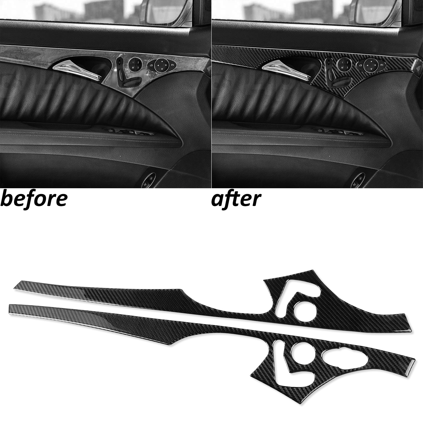 Real Carbon Fiber Front Door Handle Panel Cover Trim For Benz E-Class W211 03-09