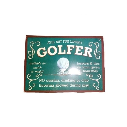 Vintage Antique Sports GOLF Tin Sign No Cussing, Drinking Club Throwing Man Cave