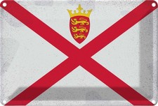 Blechschild 20x30 cm Jersey Vintage Flagge Fahne Wappen Deko Geschenk Metall Sch