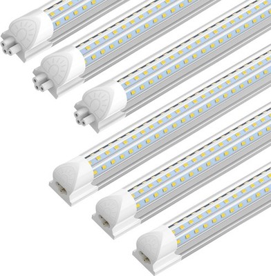 120W T8 8FT LED Tube Lights D-Shape Garage Ceiling LED Shop Light Fixtures 6000K