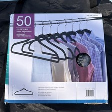 Space Saving 1193759 Flocked Non-Slip Clothes Hangers - Black Pack of 50 Units 