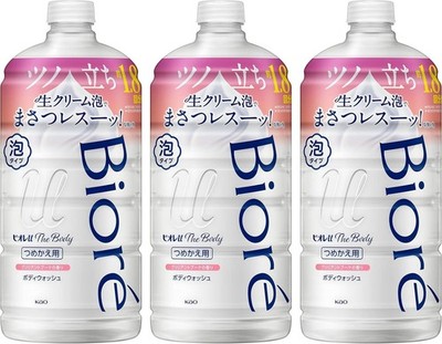 Set of 3 Biore The Body Brilliant Bouquet Scent Foaming Body Wash/Body Soap Refi