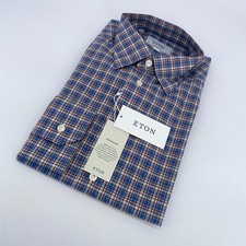 Eton Dress Shirt Mens L 16 1/2-42 Multi Plaid Fine Twill Contemporary Fit Formal