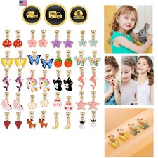 Kids Clip On Earrings 20 Pairs Animal Designs Non Pierced Girl Jewelry