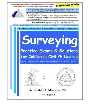 Surveying Practice Exams and Solutions for California Civil PE License ***NEW***