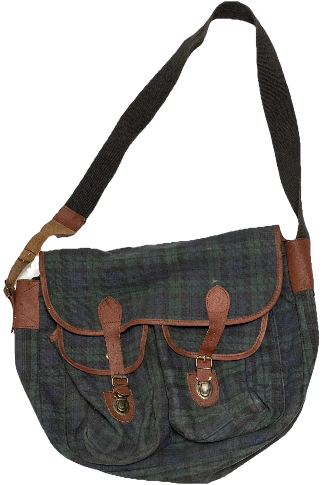 Vintage Gap Bag Plaid School Boy Messenger Tartan Cotton Can