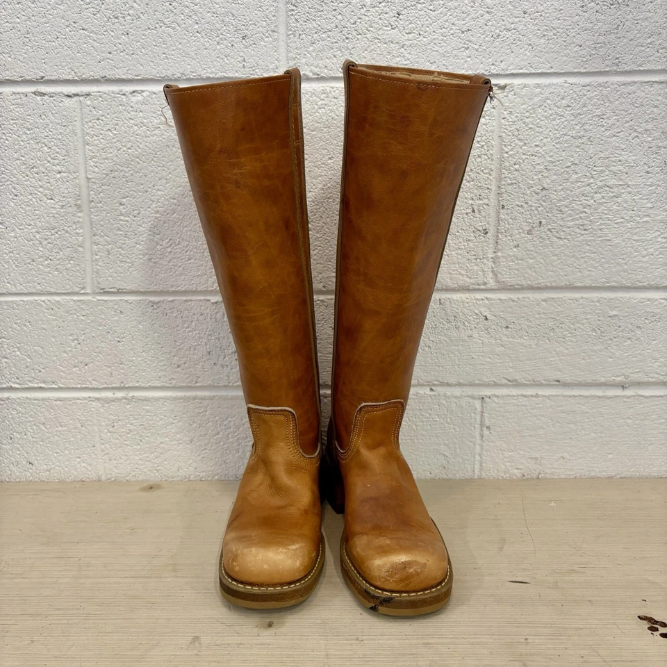 Deadstock 复古女式 20 世纪 70 年代 Tan Dingo 校园靴 5 码 — 第 3/4 张图片