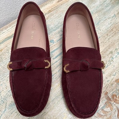   Cole Haan Women Size 9 B Suede Flats Slip On Driving Loafers Oxblood.wore once