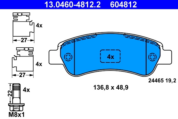 Plaquettes de frein ATE 13.0460-4812.2 pour système à disque OE 1611140