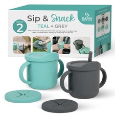 Silicone Training Cups for Toddlers 2-Pack   Spill-Proof Sippy, Snack, and ...