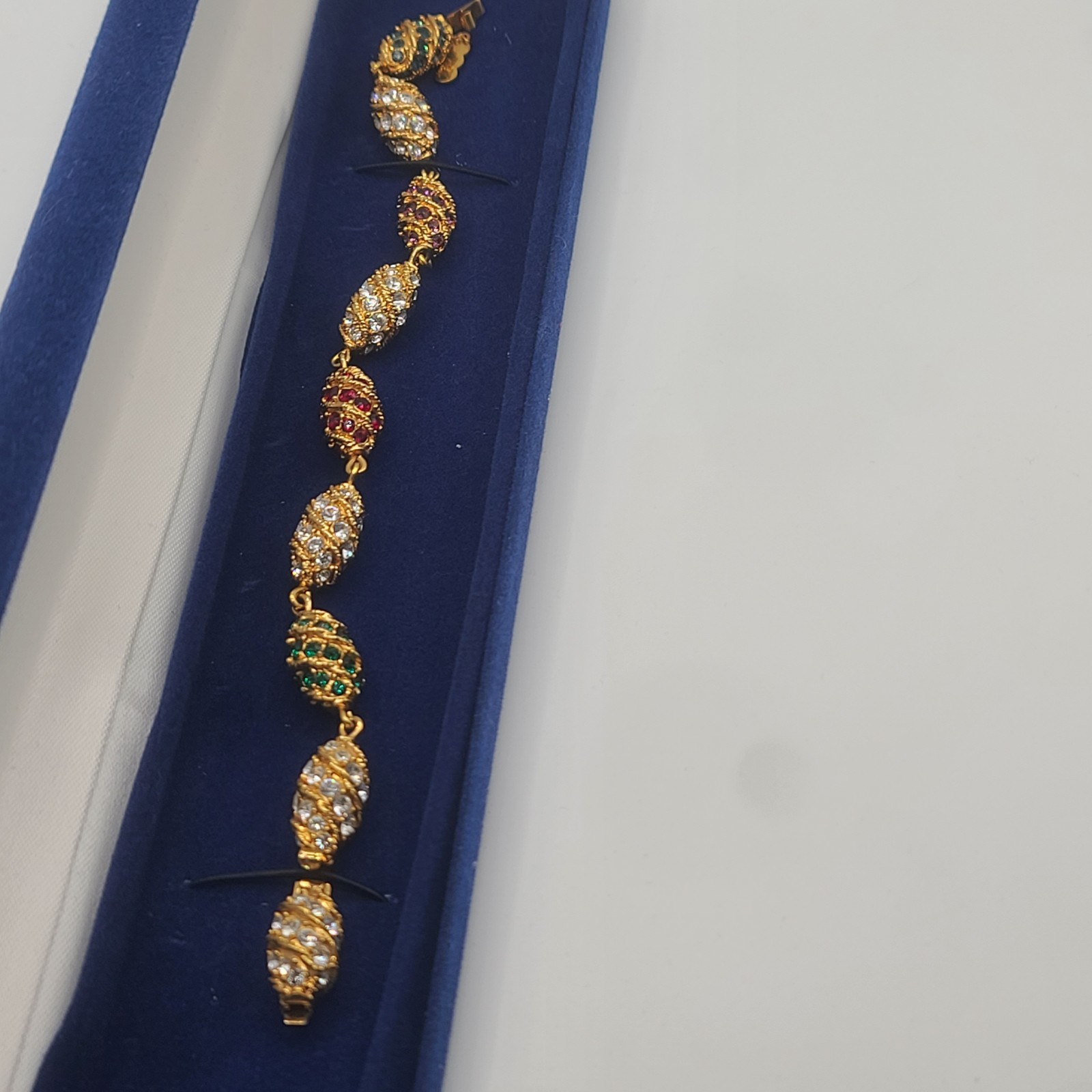 Vintage Camrose Kross JBK Gold Tone Rhinestone Bracelet 9"