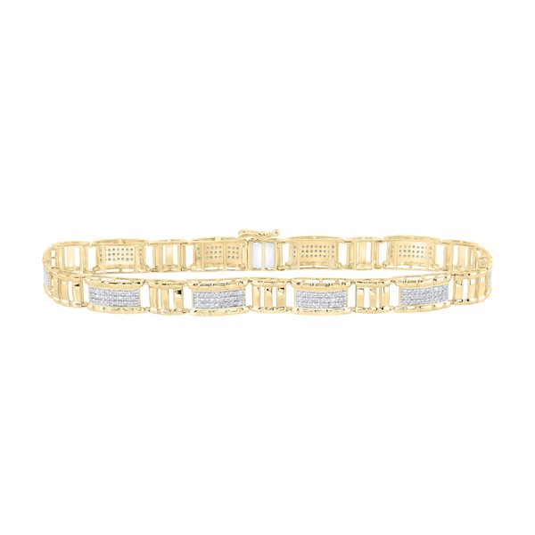 "10K Gelbgold Rund Diamant Fancy Link Statement 8,50\" Pave Armband 1,26 Ct."-image