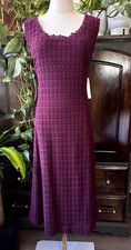 Robbie Bee NWT Sz 12 Burgundy Fit Flare 100% Cotton Lace Tea Dress Tank Macrame