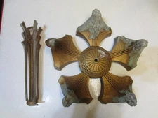 Antique ART DECO 5-LIGHT CEILING FIXTURE / CHANDELIER for Slip Shades to restore