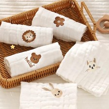 6 Layer Cotton Embroidery Baby Saliva Towels Hand Face Wipes Newborn Bib Kids Ha
