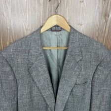 Hart Schaffner Marx Sport Coat Mens 46L Gray Multicolor Silfino Silk USA Made