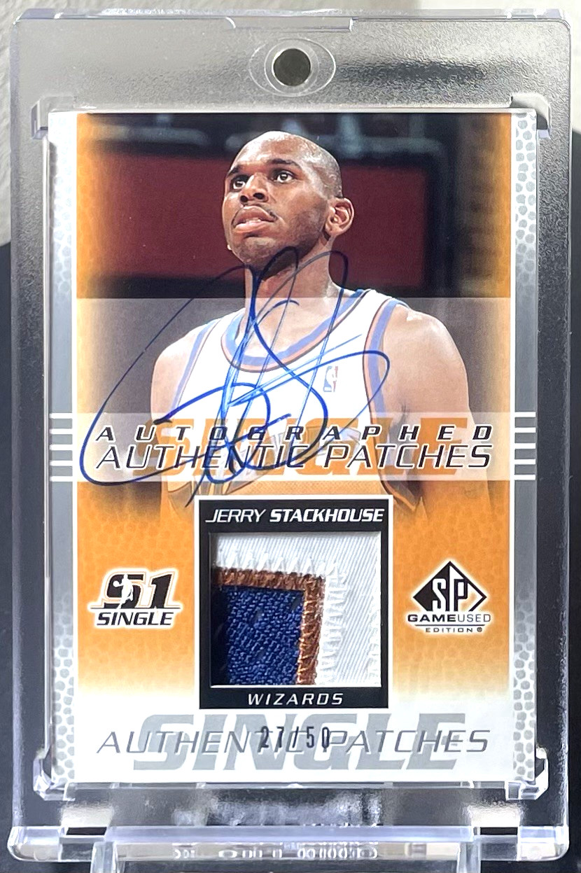 ( /50 ) Jerry Stackhouse 2003-04 SP Game Used Authentic Fabrics GU Patch Auto