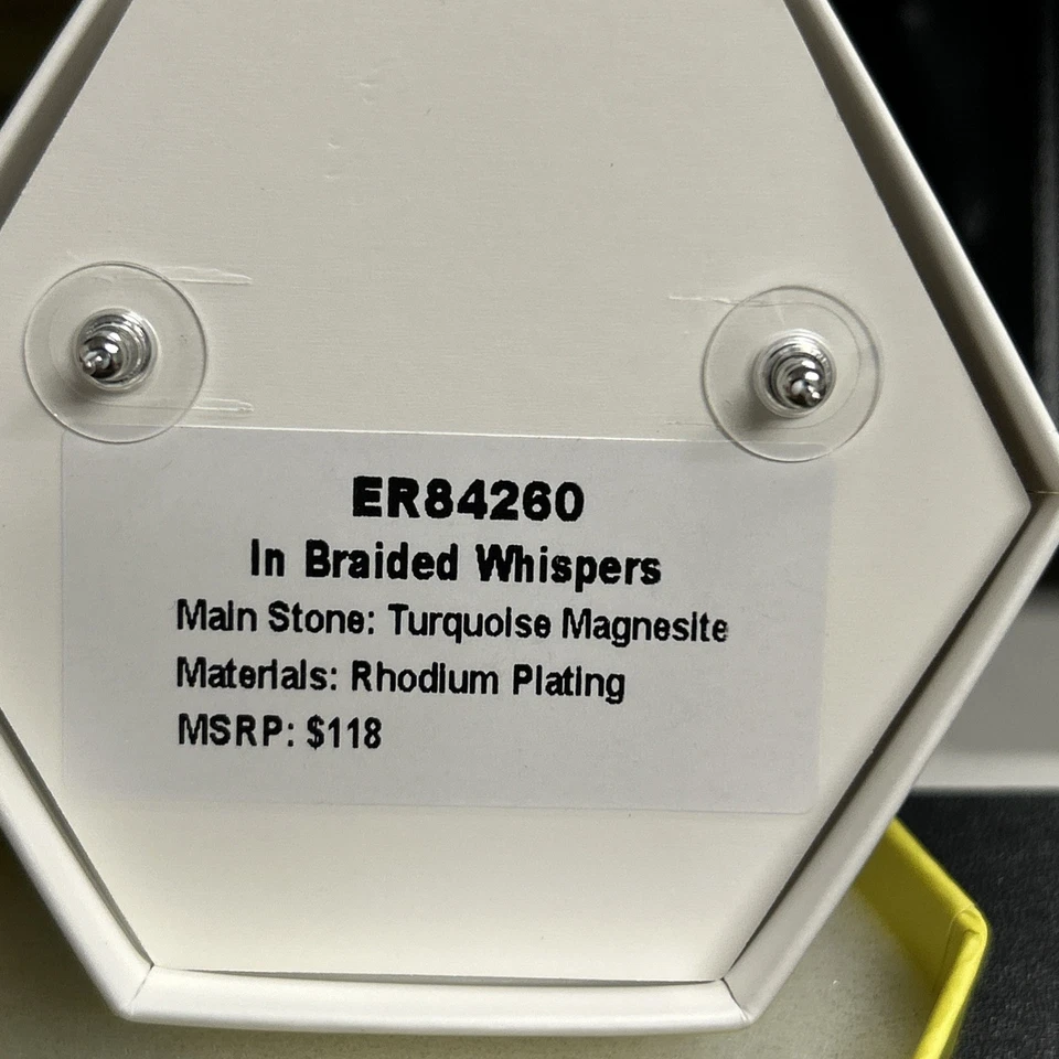 Pendientes Bomb Party OG ER84260 en Susurros Trenzados Turquesa Magnesita Rodio Foto 2 de 2