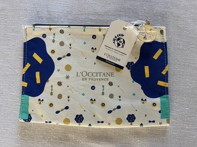 L'occitane en Provence Cosmetics Canvas Pattern Bag With Zipper New