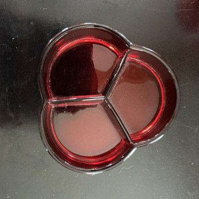RARE Vintage Duncan & Miller Ruby Red Glass 3 Part Divided Relish Dish
