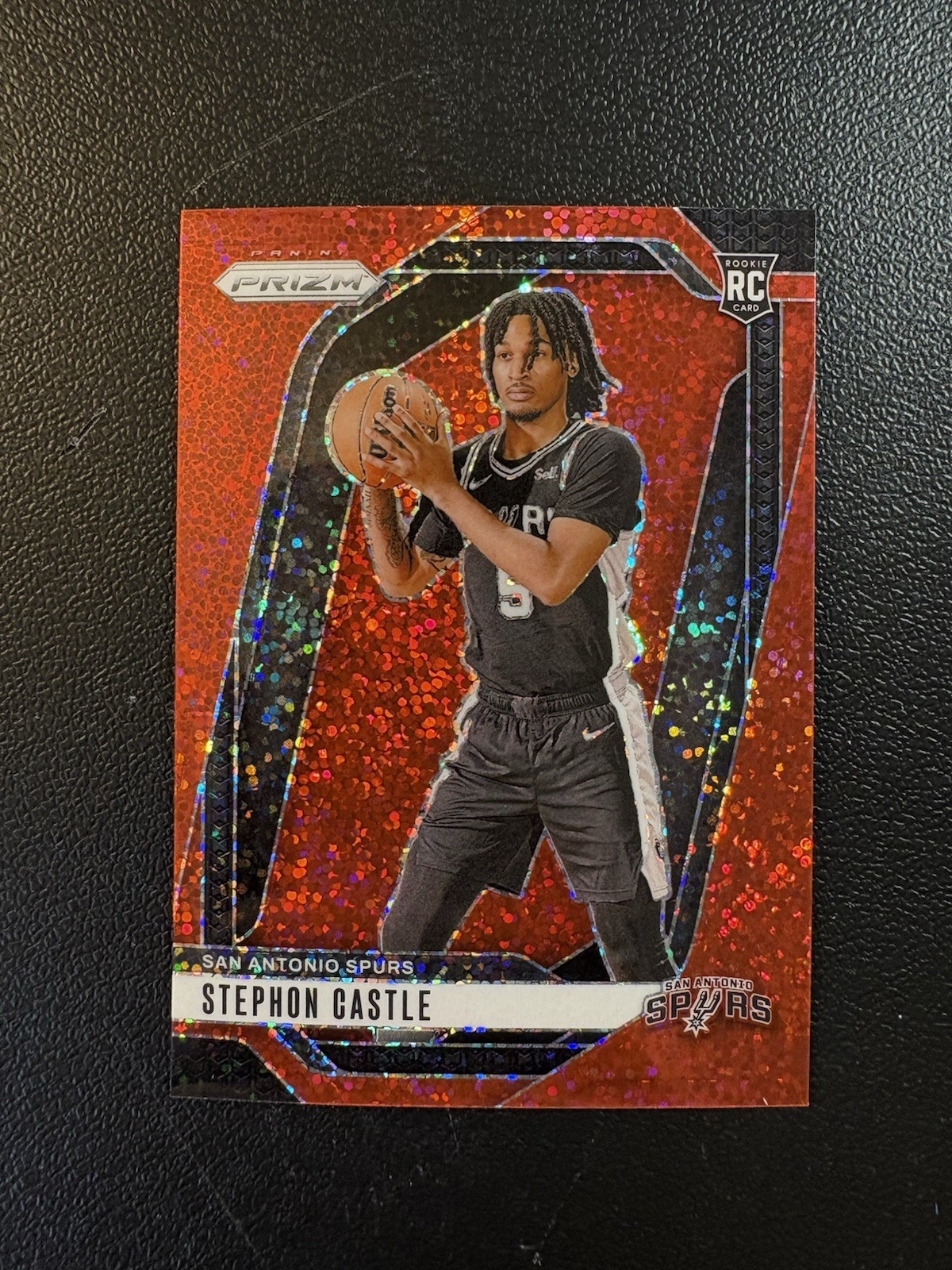 2024-25 Panini Prizm Stephon Castle #234 Red Sparkle Prizm Rookie RC Spurs