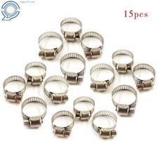 15 Pack 3/4"-1" Adjustable Stainless Steel Drive Hose Clamps Fuel Line Worm Clip