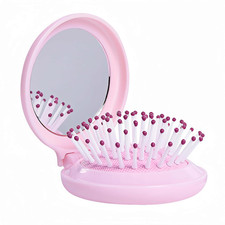 Hair Brush with Mirror, Compact Mirror with Mini Hair Brush Set, Folding Hairbru