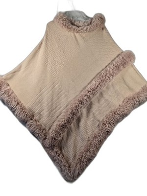 Le Moda One Size Pale Pink Faux Fur Cape Pancho New With Tag