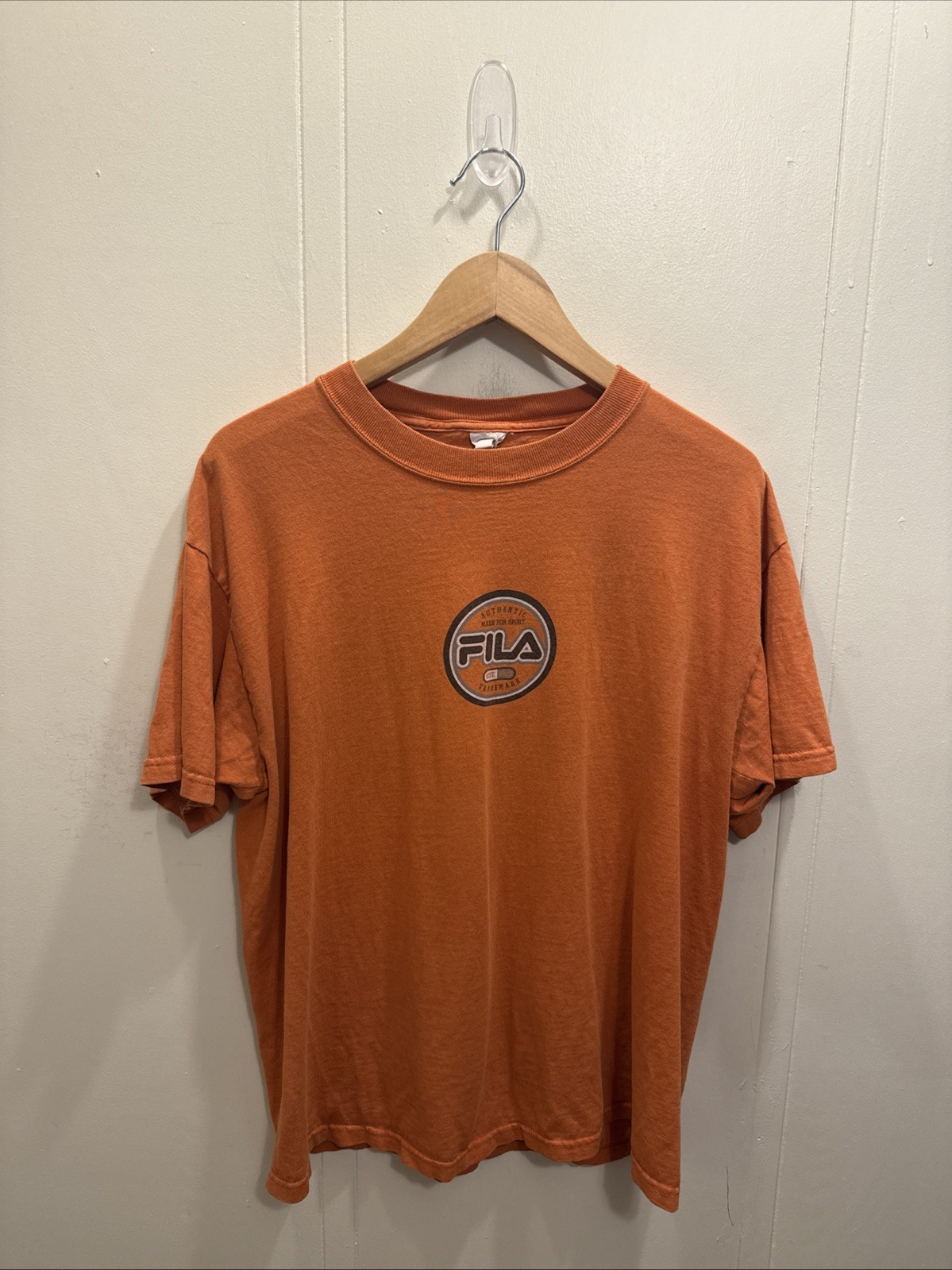 Camicia Vintage Fila Made In USA Grafica Spellout Logo Stampa Taglia Media Anni 90