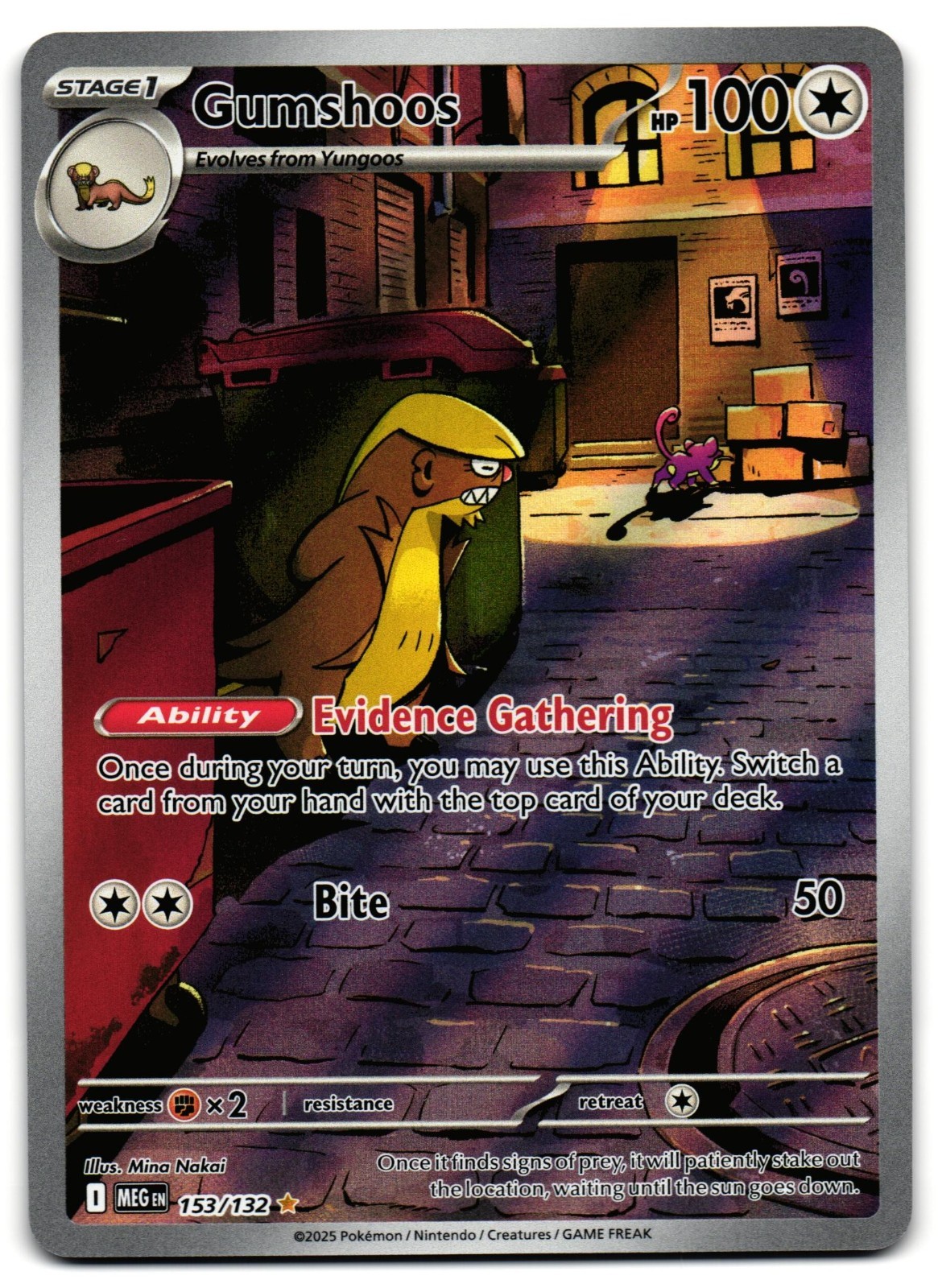 Gumshoos 153/132 - 🌊 Mega Evolution Illustration Rare Pokemon TCG 🖤 - M/LP
