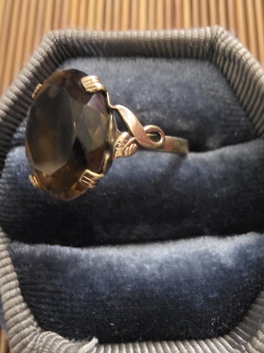 10k Gold Filled Smokey Quartz Yellow Gold Ring (Vintage) - Picture 4 of 11
