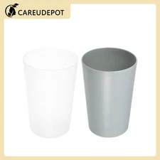 2Pcs Bathroom Toothbrush Tumblers Cup Set PP Cup Color Clear Gray 4.52''x3.03''