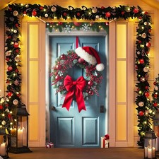Door Cover Christmas Santa Pine Greenery 35x71 Inch Polyester Door BANNER..