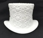 VTG Fenton White Milk Glass Top Hat ,Vase ,Candy Dish Daisy & Button Pattern EVC