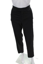 Gucci Women's Hook Closure Flat Front Straight Leg Dress Pants Black Size 38