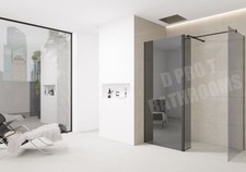 Black Tint Shower Screen Enclosure Walk In Wet Room 8mm Glass Grey Smoke Flipper