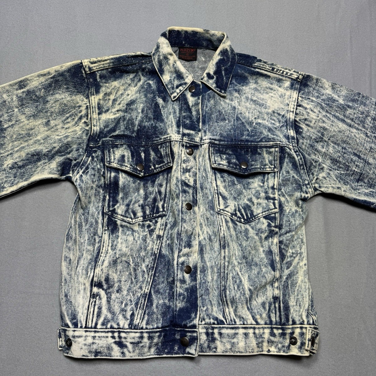 Vintage 90s Denim Jacket Acid Wash Mens Small Blue Trucker Style