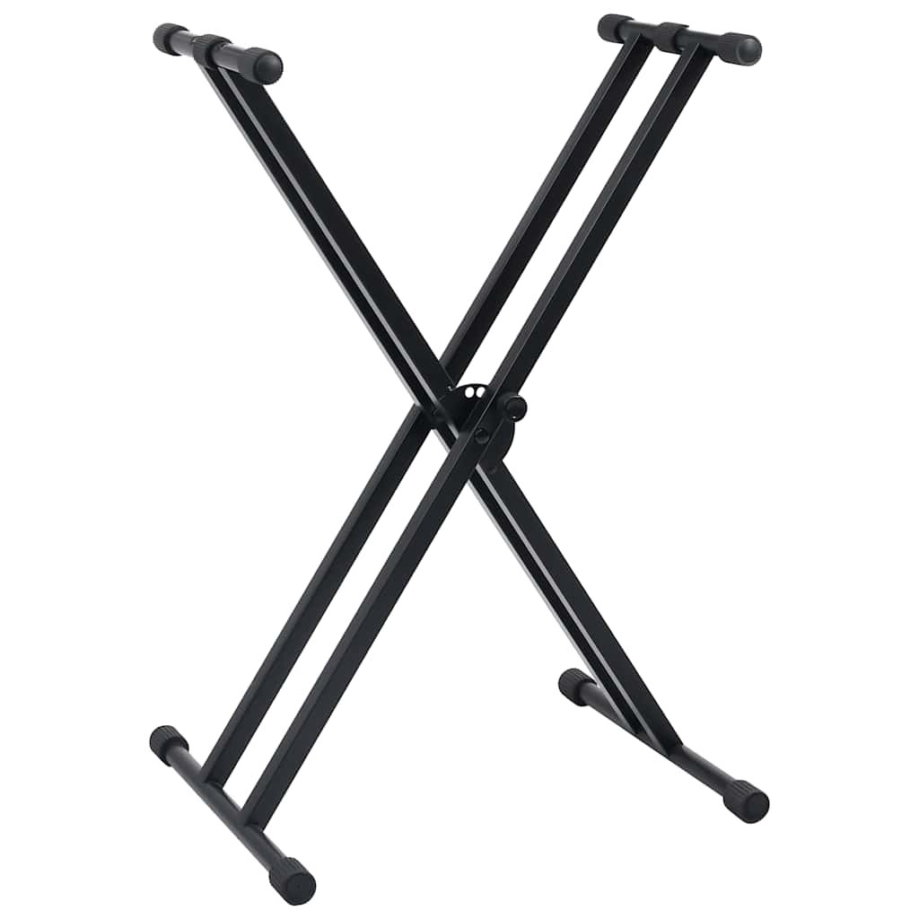 Supporto Tastiera a Doppia Staffa Set con Sgabello Nero Gambe Pianola vidaXL foto 3
