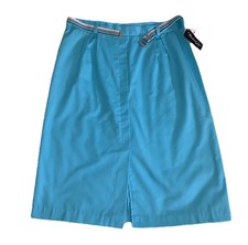 New Vintage HUNTER'S GLEN Belted Casual Skirt Aqua Blue Front Slit Size 20