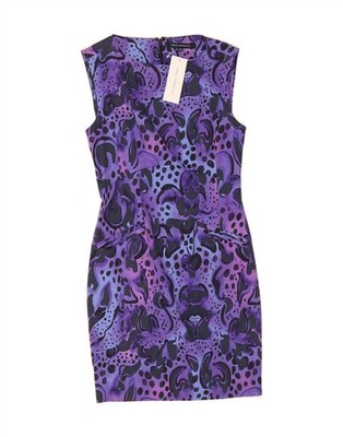 French Connection Damen Etuikleid UK 10 Small Lila Animal Print DP35