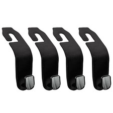 4 PCS Black Leather Seat Headrest Hook Purses Bags Holder Hanger Groceries