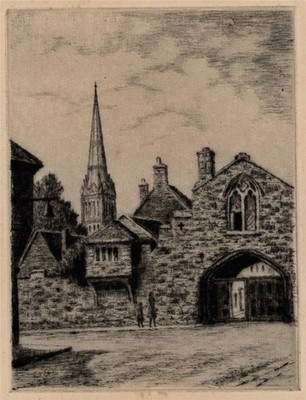 William Henry Corbin (1887-1970) Bleistift signiert Radierung St Ann's Gate Salisbury