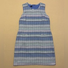 Talbots Women's Blue and Purple Tweed Striped Sleeveless Dress Size 16P
