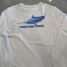 Vineyard Vines Boys XL Swordfish Long Sleeve Pocket Tee White