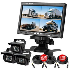 3x Backup Camera System  7" Quad Split Monitor For Semi Truck Trailer RV Bus